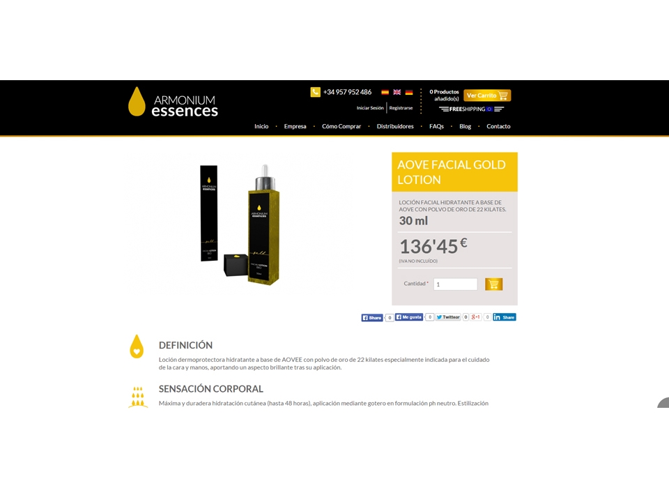 pagina de producto cosmetica aceite