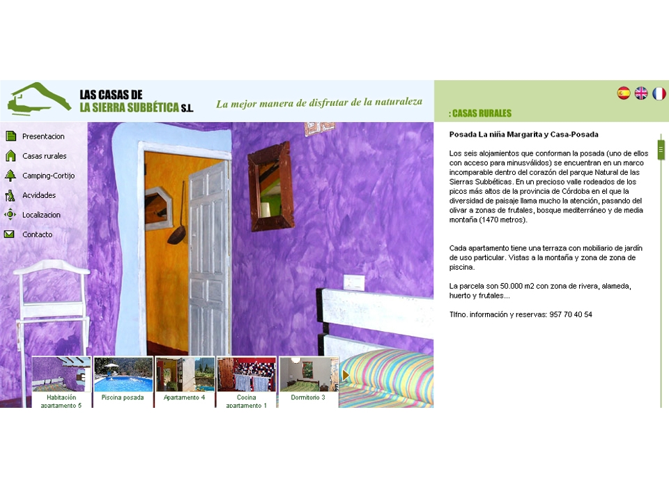 Sección "Casas Rurales"  - Sitio Web Casas de la Subbética