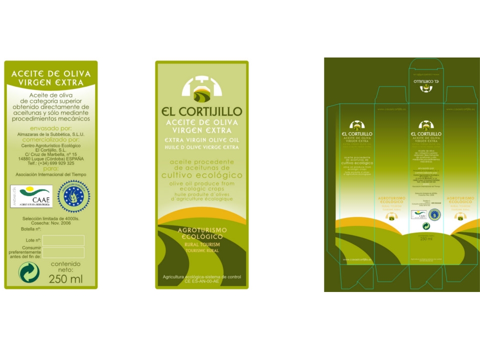 Packaging botella de aciete el cortijillo