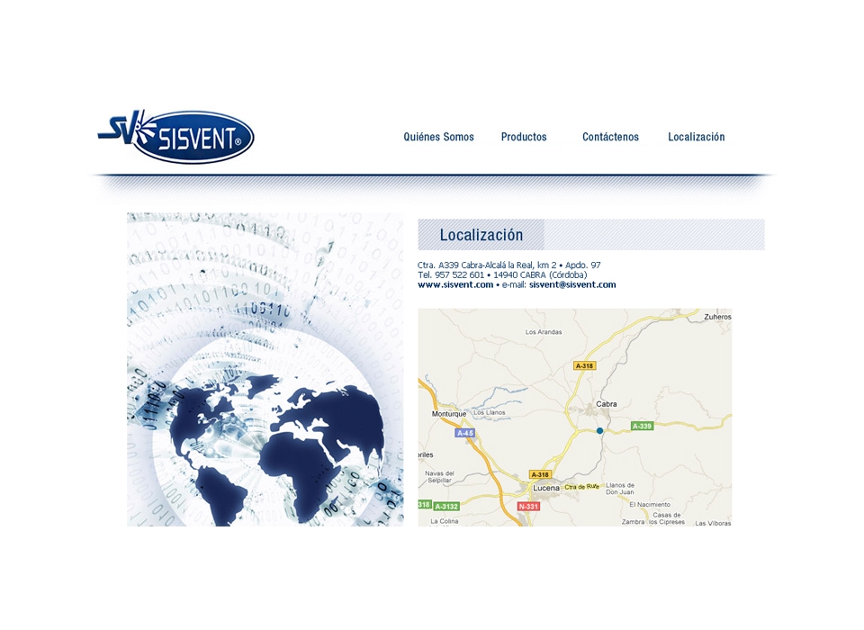 Sección "Localización"- Sitio web Sisvent