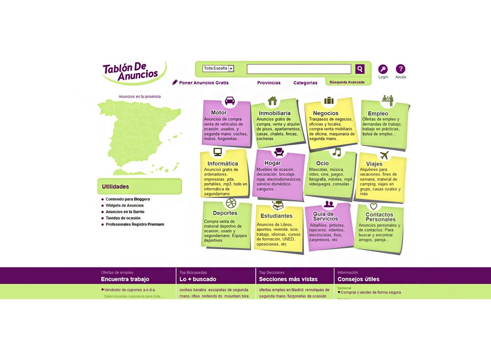 Proyecto de Diseño web para Tablón de Anuncios, sector Servicios España, Andalucía, Córdoba, Córdoba