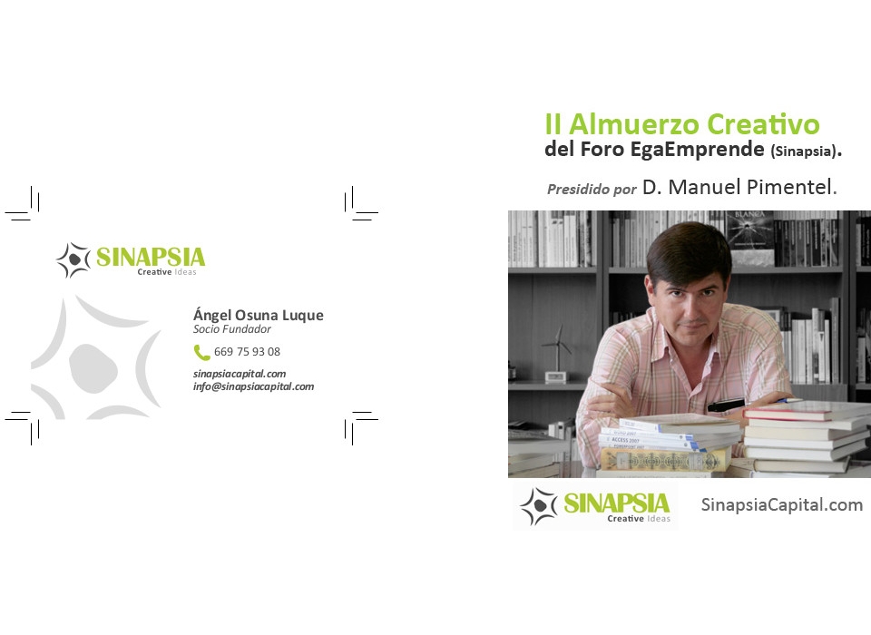tarjeta corporativa Sinapsia y ponencia Manuel Pimentel