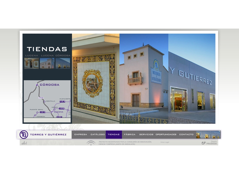 Sección "Tiendas" - Sitio web Torres y Gutierrez